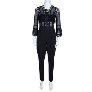 Self Portrait Eliza Guipure Black Lace Jumpsuit US 2